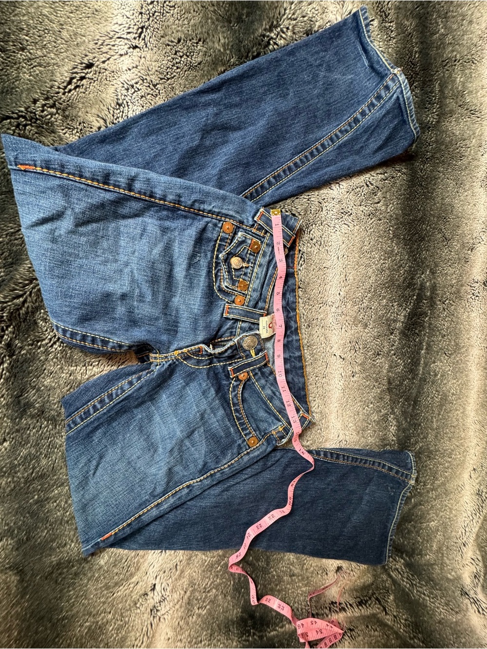 True Religion Dark Blue Denim Jeans with Contrast Stitching